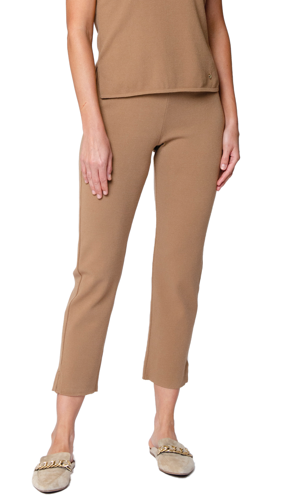 Alice Milano-Knit Slim Leg Pants; Mocha