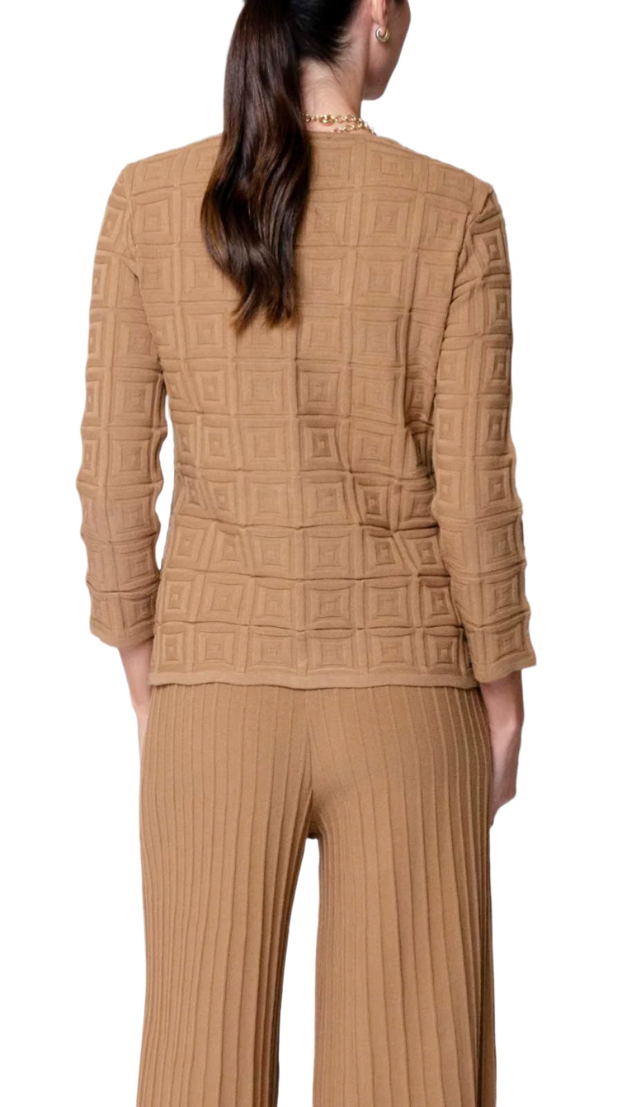 Zia Square-Detail Knit Jacket ; Mocha / Fall Pre-Order