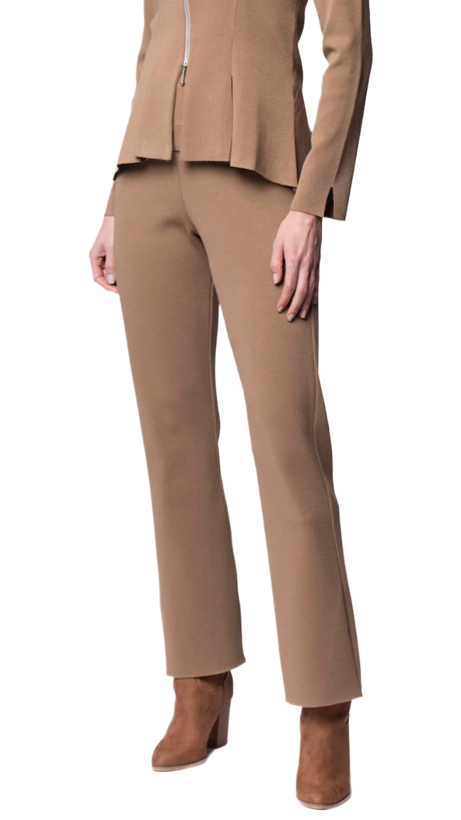 Domenique Milano-Knit Boot Leg Pants; Mocha