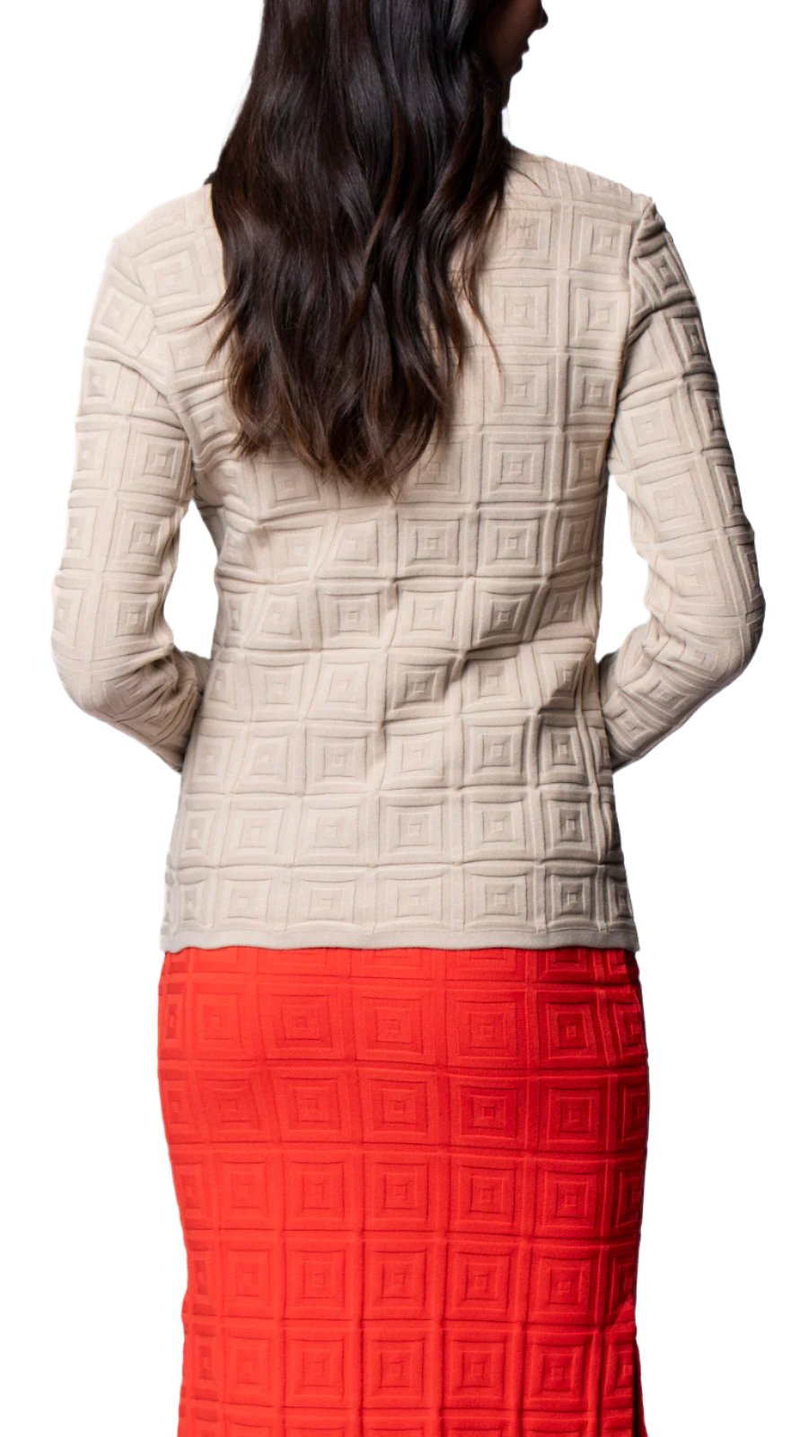 Zoe Square-Detail Knit Jacket ; Warm Beige / Fall Pre-Order