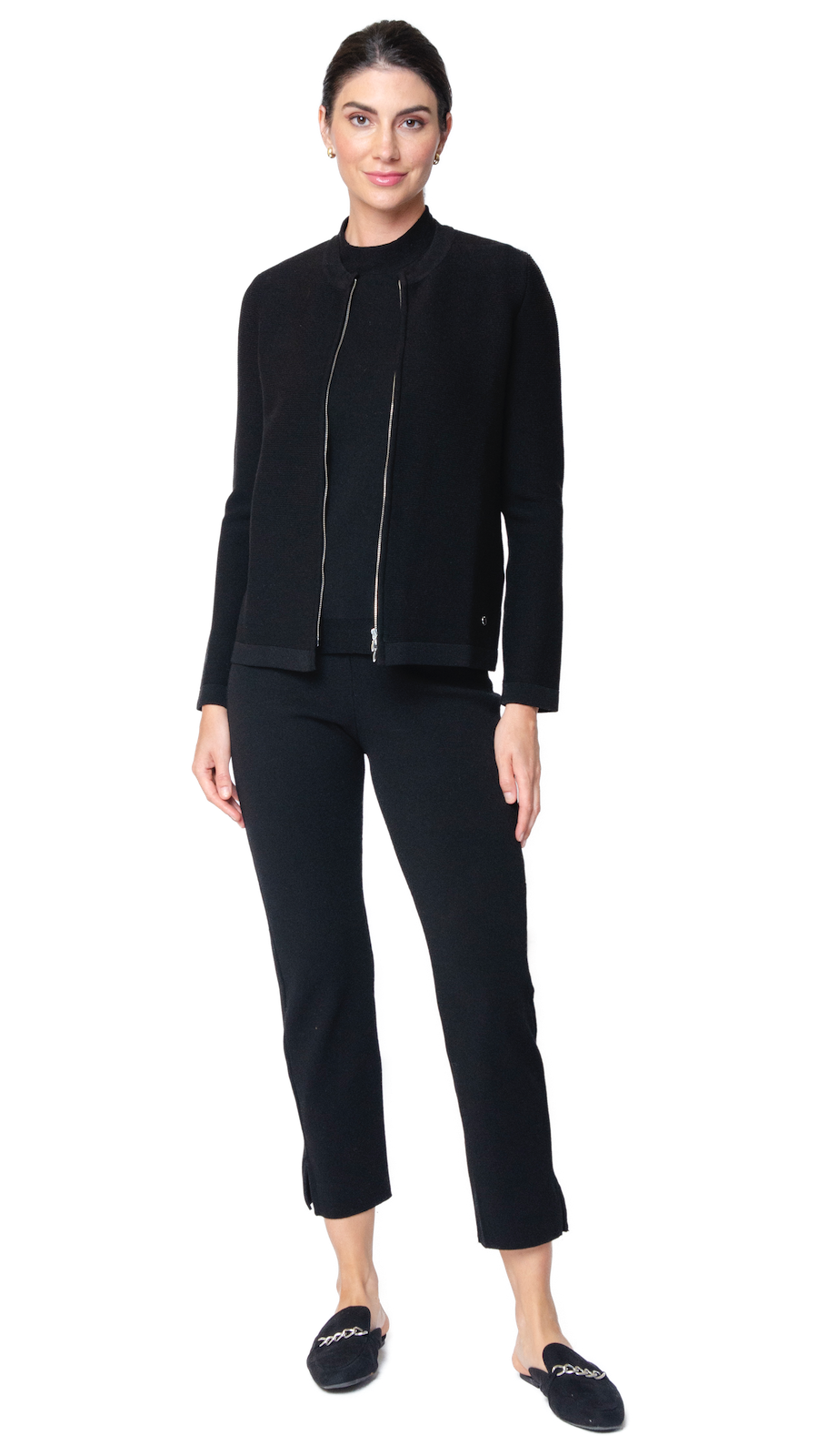 Meg Ripple-Knit Jacket ; Black