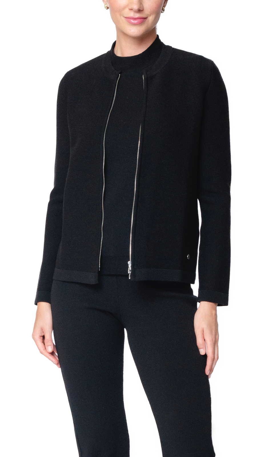 Meg Ripple-Knit Jacket ; Black