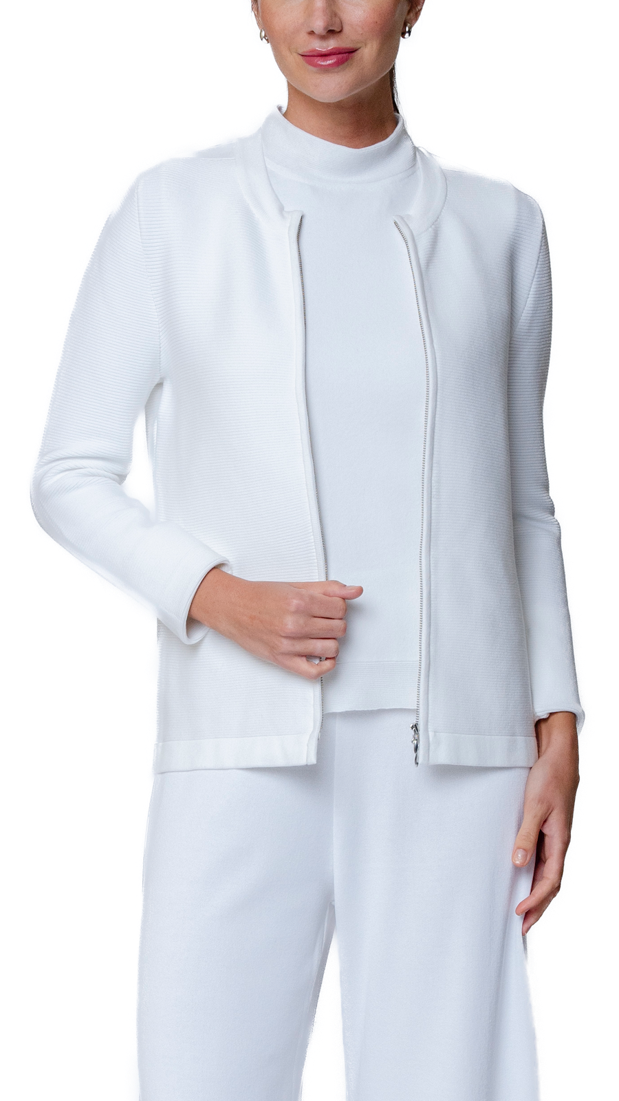 Meg Ripple-Knit Jacket ; White