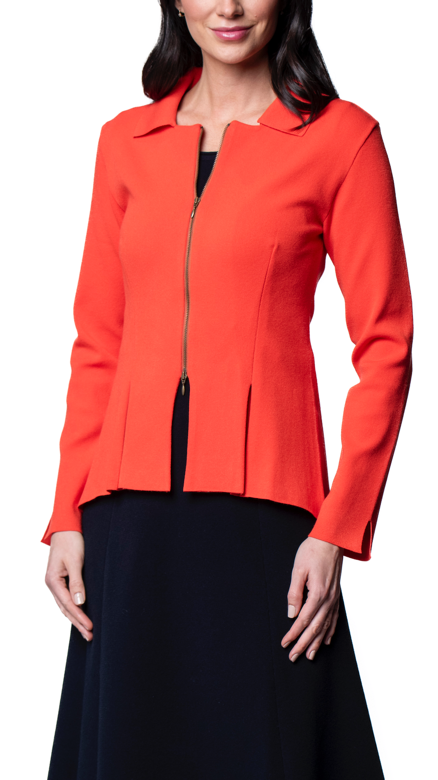 Nikkie Flat-Knit Zip Jacket ; Bright Orange