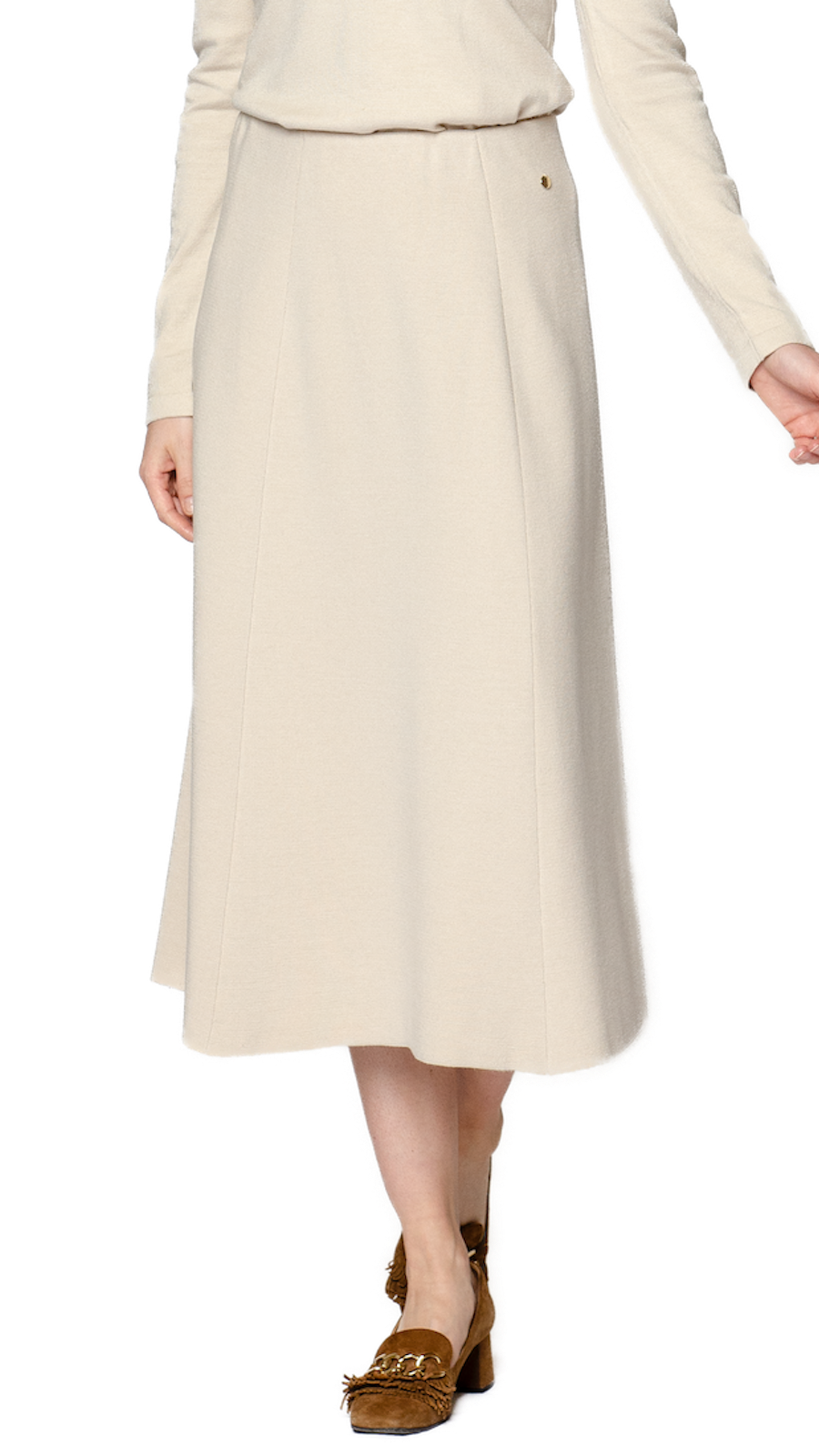 Lydia A-Line Midi Skirt; Beige Melange