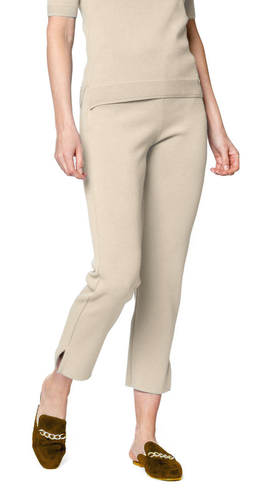 Alice Milano-Knit Slim Leg Pants; Warm Beige / Fall Pre-Order